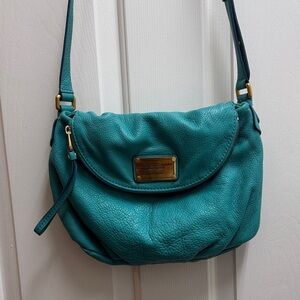 Marc by Marc Jacobs Teal Pebbled Leather Crossbody with Gold Plaque